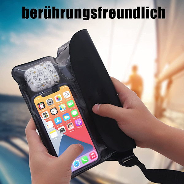 2-pack transparenta vattentäta väskor med justerbar vattentät väska, IP68 vattentät telefonväska, vattentät midjeväska för strand, vattensporter, simning,