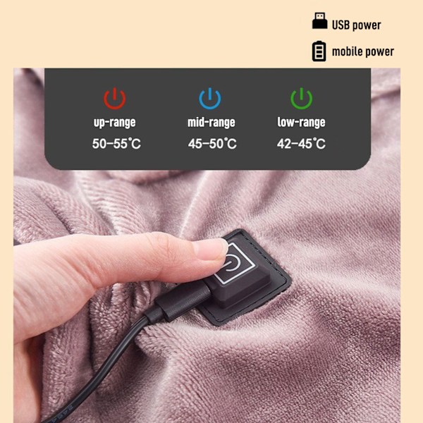 USB Elektrisk filt Tjockad Flanell Elektrisk Uppvärmd filt för användning under arbete