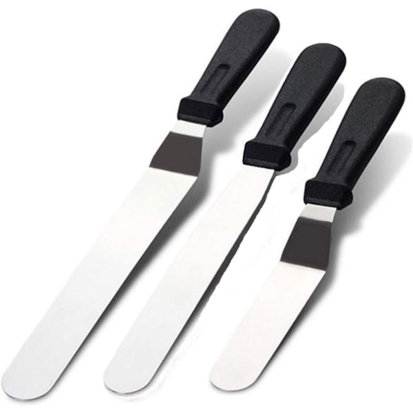 Professionell Tårtspatelset, Vinklad Tårtspatel med Ergonomisk Design, Rostfria Blad för Hållbarhet och Precision, Set om 3 för