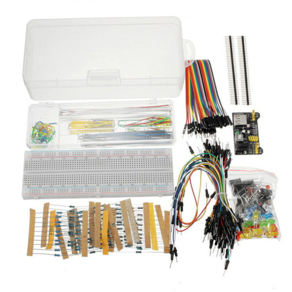 Elektronisk rolig kit, omfattande komponenter för Arduino-kompatibla projekt, inklusive MB-102 kopplingsdäck, strömförsörjning och individuellt förpackade