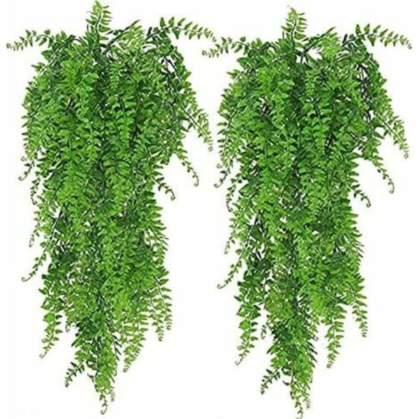 2 st konstgjorda växter Boston Fern Plants, falsk konstgjord hängande växtvägg, hem- och utomhusdekor bröllopsdekoration