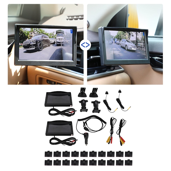 Sidokamera System Kit 5 tum TFT LCD Monitor IP67 Vattentät 12V‑24V Backkamera System