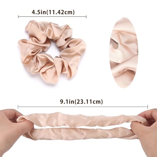 Paket med 6 hårscrunchies silkescrunchies satin för kvinnor, hårscrunchies mjuka