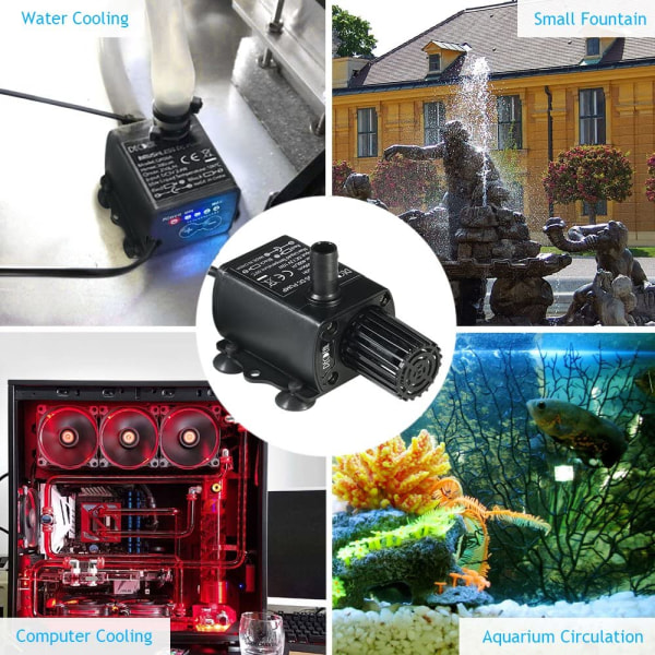 DC12V 5W Ultratyst Mini Borstlös Vattenpump Vattentät Nedsänkbar Fontän Akvarium Cirkulerande 280L/H Lyft