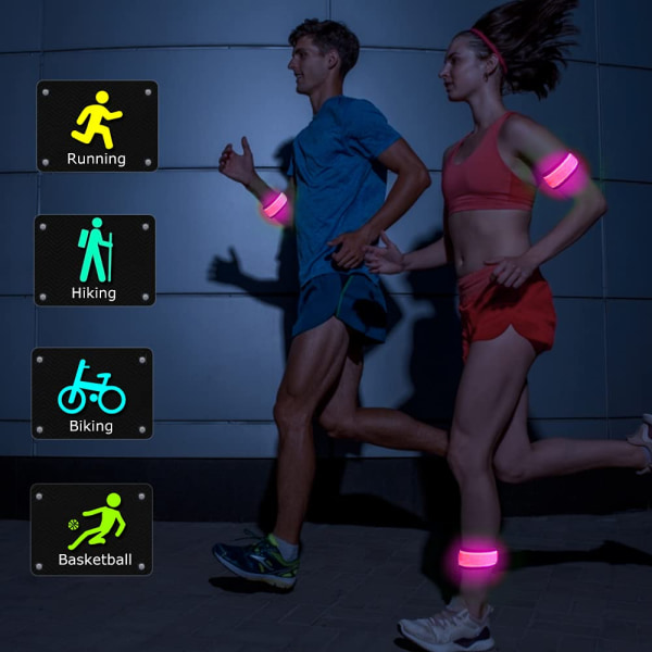 4Pack LED Light Up Band Slap Armband Night Safety handledsband