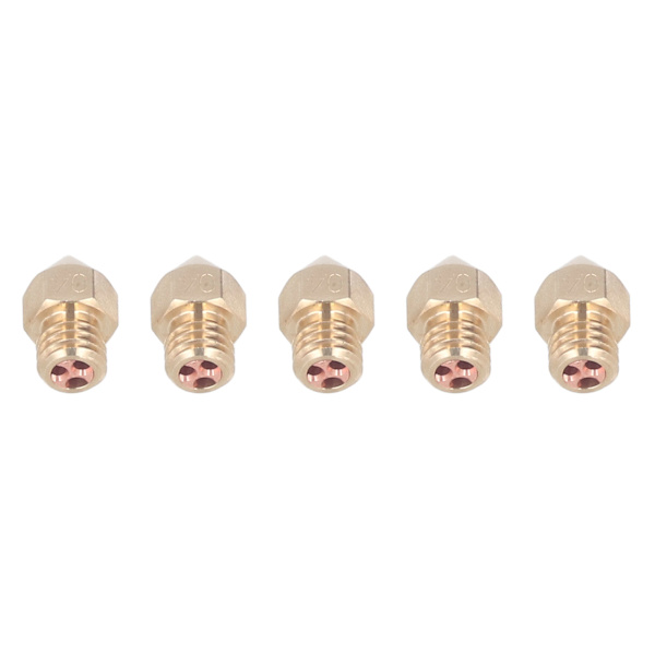 5 st 3D-skrivarmunstycke M6 Hög Värmeledningsförmåga Mässing Hot End Munstycke för CR10 1.75mm Filament 0.4mm