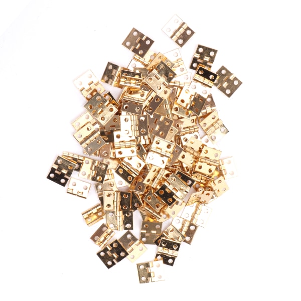 100 st Mini gångjärn Metall Retro Liten Metall Tillbehör med Skruv för DIY Smyckeskrin Gul