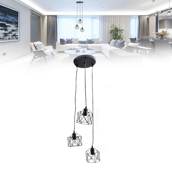 Antik Pendel Lampskärm E27 3 Huvud Retro Unik Stil Hängande Ljusskärm för Hemkaféer 85‑240V