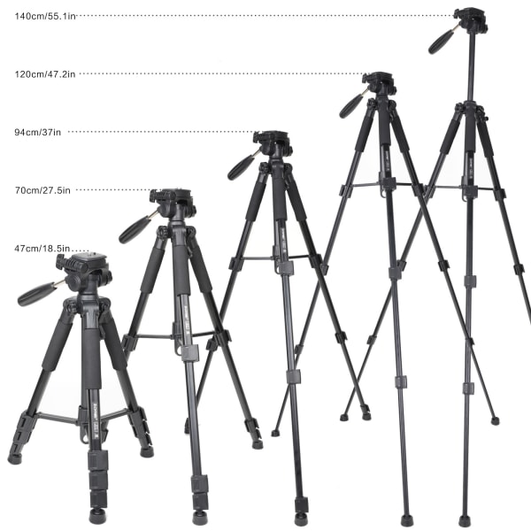 Kamerastativ för Canon Nikon Sony, Lätt Resestativ med Väska, Aluminium Professionellt Kamerastativ för DSLR/SLR