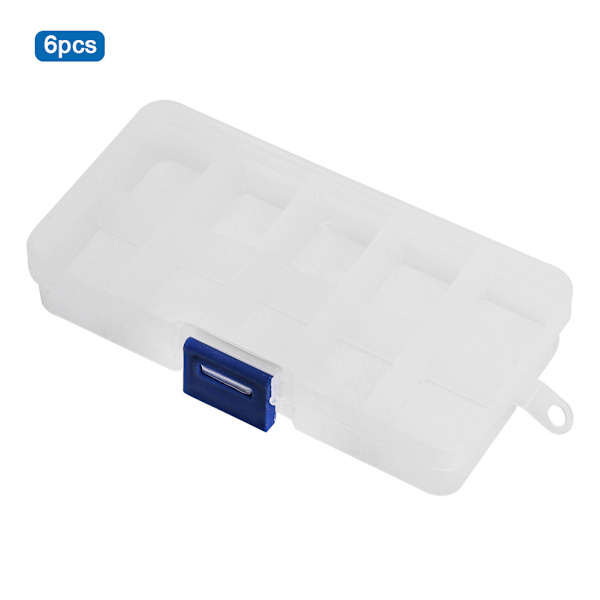 6PCS Transparent Vit Plast Bärbar Hållbar Fiskebeten Bete Linje Krokar Tackle Förvaringslåda Väska Tillbehör 10 Fack