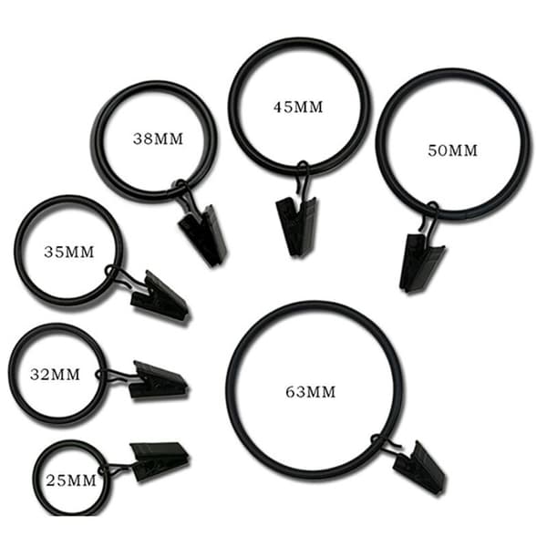 1 tomme gardinclipsringe, 7 stk., sort csparkv-eu
