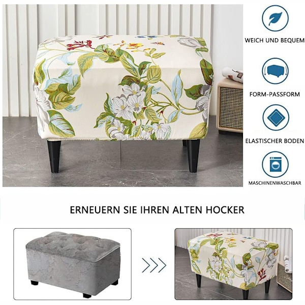 Skyddande överdrag för fotpall, pallöverdrag, pallöverdrag för fotpall, rektangulärt, stretchöverdrag, fotpallsöverdrag, pallskydd, tvättbart pallöverdrag