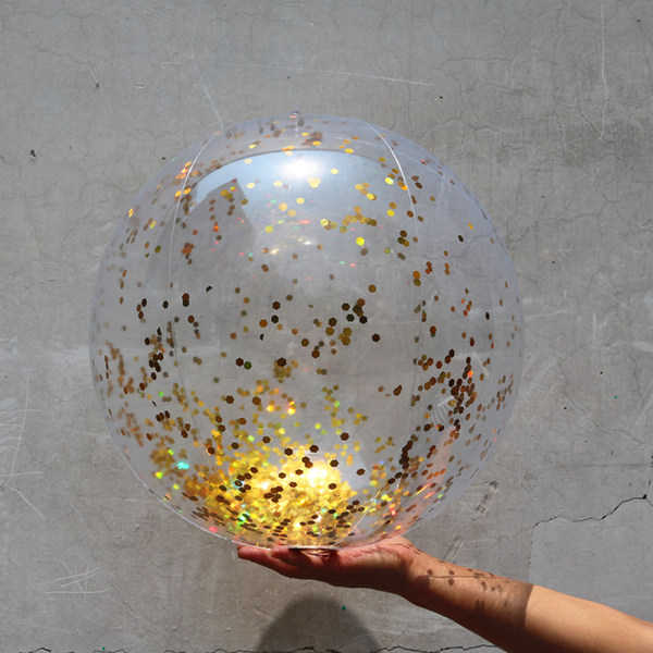 Jumbo Poolleksaker Bollar Giant Confetti Glitters Uppblåsbar Klar