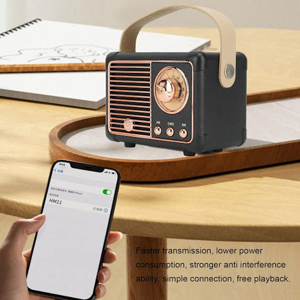 Svart Hm11 Bärbar Musikspelare Mini Retro Uppladdningsbar Högtalare Radio Utomhus Resor