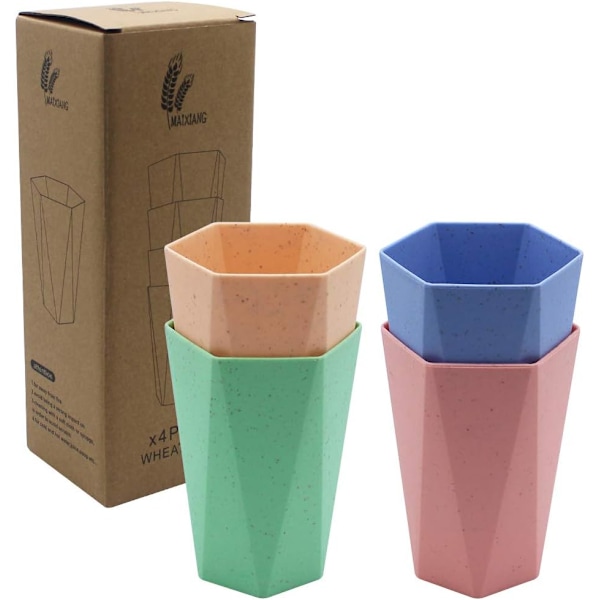 4 stycken vetehalmkoppar Miljövänlig vattenkopp 7,8 oz Drickkopp Återanvändbar mugg Okrossbara vetehalmkoppar Mugg Vetehalmkopp för barn