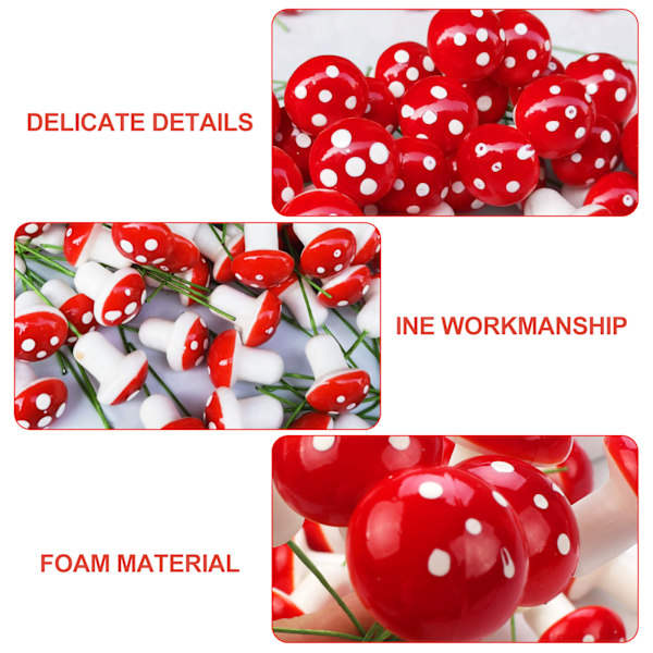 50 stj resin falska svampar konstgjorda mini röda svampar, älva trädgård svampar för DIY trädgård miniatyr staty landskap hantverk dekorativa 2cm