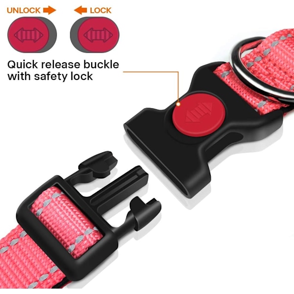 Hög Synlighet Reflexhalsband för Hund, Snabbspänne För Enkel Hantering, Andningsbar Neoprenvaddering, Justerbar Passform För Stora Hundar, Rosa