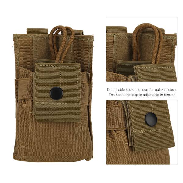 Multifunktionell Molle Radiohållare Holster Walkie Talkie Väska Påse för Tvåvägsradio (Tan )
