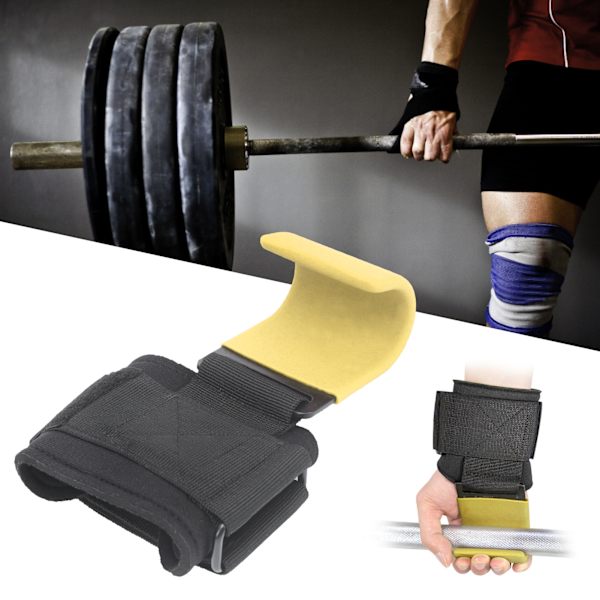 Sport Vikt Träning Pull Up Hook Gym Power Träning Powerlifting Handledsskydd Bälte WrapGul Hook