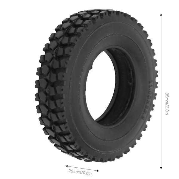 4 st 20 mm bredd krossad stenmönsterdäck för Tamiya traktorlastbil 1/14 RC-bil svart