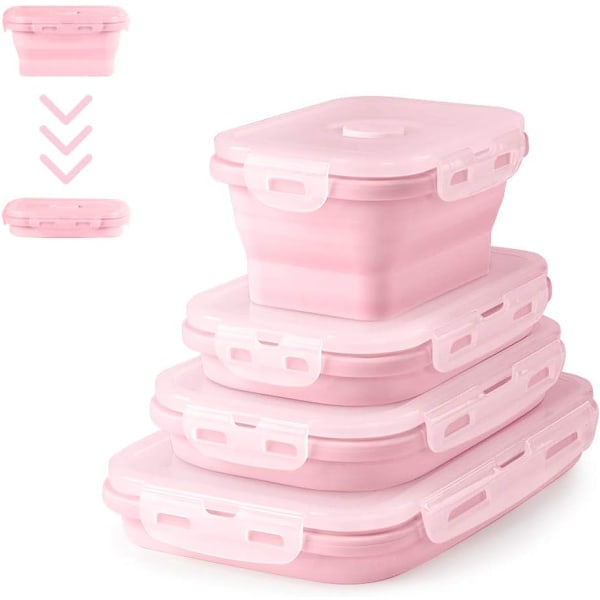 Hopfällbara silikonbehållare, livsmedelsklassat material, lufttät vakuumförsegling, mikrovågssäker, portabel design för utomhuscamping, resor, vandring, kontor,