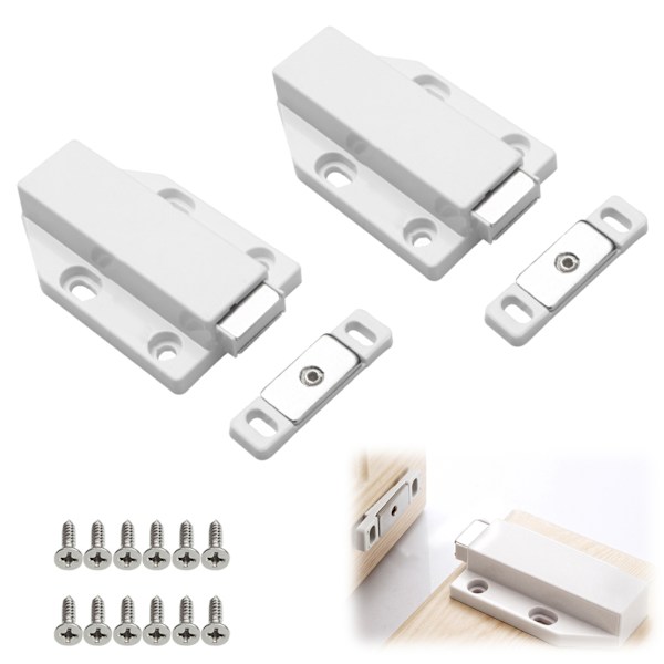 Kraftfull tryck för att öppna magnet, 2-pack kraftig skåpdörröppnare Tip On, tryckdörröppnare magnetknapplås för dörrar Beslag Möbler