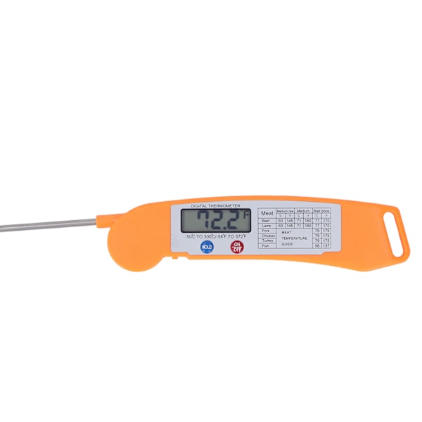 Digital Elektronisk Mattermometer Vikbart Intelligent Direktläsande Termometer för Matlagning Orange