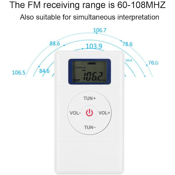 Bärbar headset-radio, Mini Digital Tuning FM-radio Audio Walkman Radio Player med snodd och hörlurar Uppladdningsbart batteri Liten fickradio