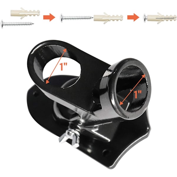 Justerbar flaggstångshållare flaggstångshållare i aluminium med två positioner för flaggstänger med 1 tum diameter V1A08 (svart) WddnAot
