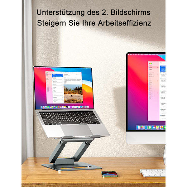 Höjdjusterbart Laptopställ, Ergonomiskt Datorställ, Justerbart Laptopställ, Notebookhållare för Skrivbord, Ståbord Konverterare med MacBook