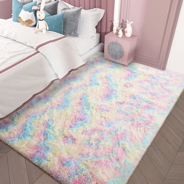 Rainbow Dream, 4X6 Ft Matta, Mjuka Plyschmattor För Barnrum, Halkfri Bas, Maskintvättbar, Snabbtorkande, Hudvänlig, Perfekt Present För