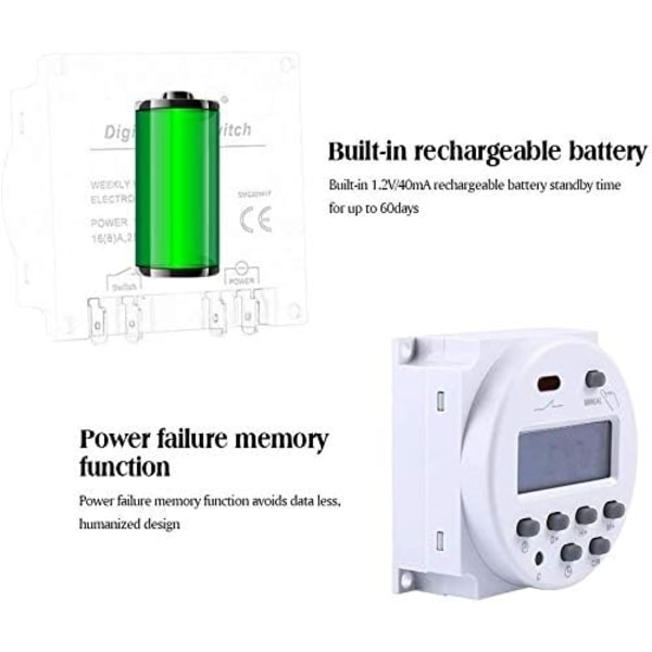 DC12V 16A 28 program elektronisk timer programmerbar LCD-display