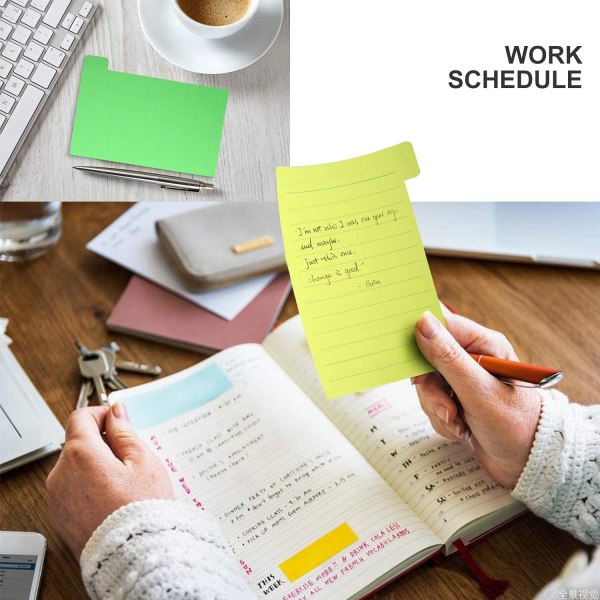 Kontorsmaterial Sticky Notes Divider Sticky Notes Tabs, Tabbed Self-Stick Lined Bright Colors Note Pad, Skolmaterial 2 st 120 Index Notes