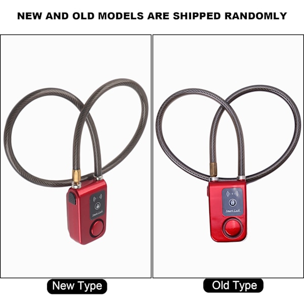 APP-styrd Bluetooth Smart Lock Anti-stöldlarm Kedjelås med 105dB larm (röd)