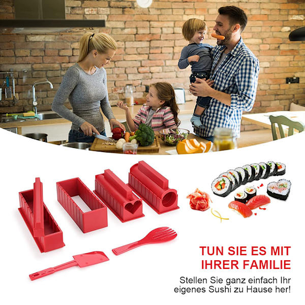 10-delad sushi-set röd
