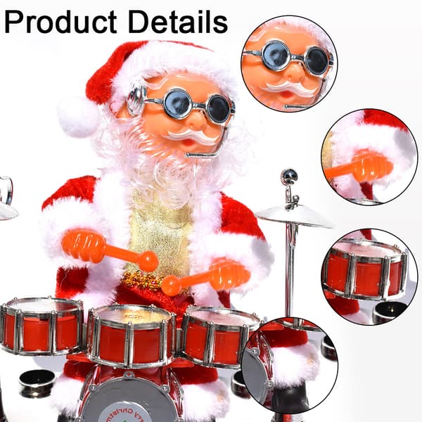 Elektrisk julesaksofon, dansende musikkjulenisse, juledekorasjon, gave til barn drum