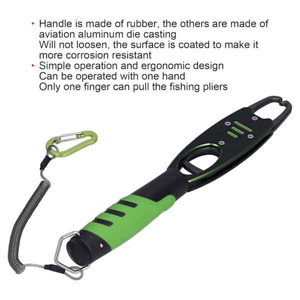 Aluminium Fiske Läpp Grepp Bärbar Fisk Gripper med Gummigrepp Fiske Controller