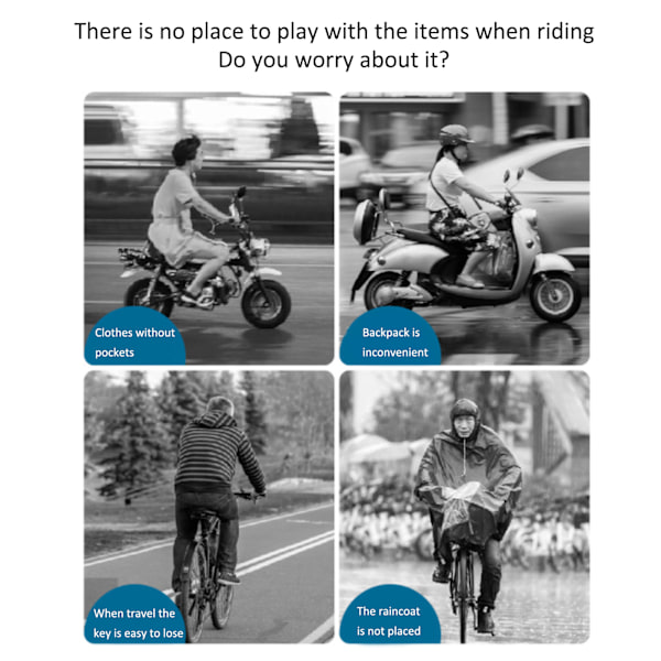 Multifunktionell cykelstyrväska, hängande påse för elfordon, cykel, motorcykel, trehjuling, barnvagn, grå