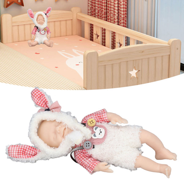 Återfödd babydocka 6 tum mjuk silikon säker äkta touch solid spädbarn flickdocka med kläder