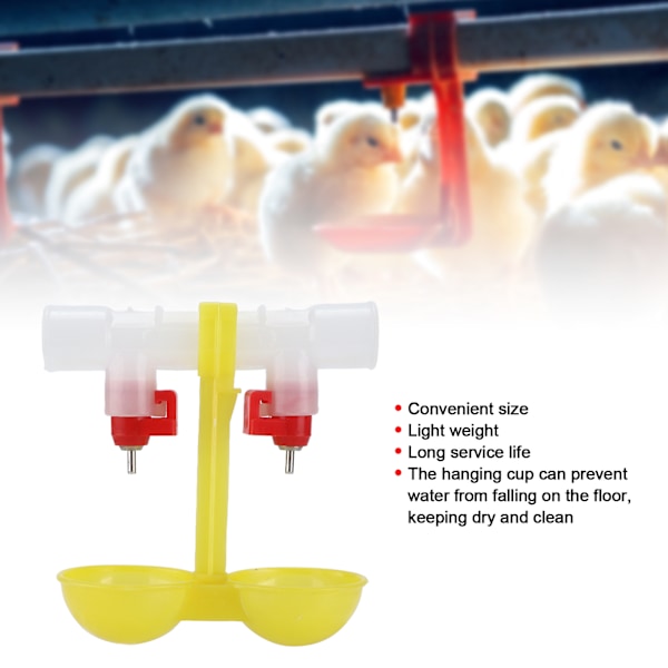 Dubbla kycklingnippel vattenkopp automatisk hängande drickskoppar för fjäderfä 1/2 tum rör