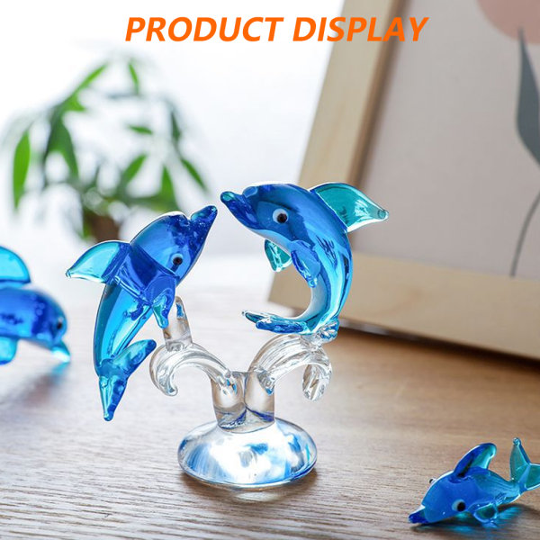 Delfiner i glas Samlarföremål, havsdjursskulptur