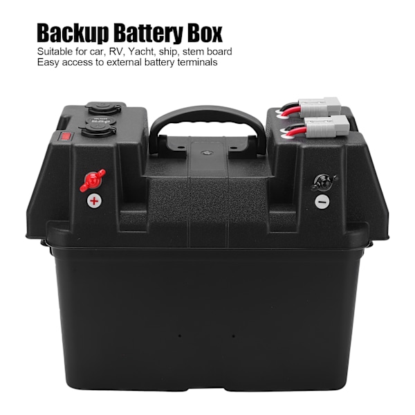 Reservbatteribox Strömcenter Bärbar Marintillbehör med Voltmeter för Bil Husbil Yacht Skepp 12V