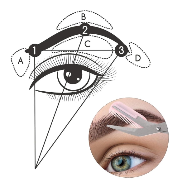 Ögonbrynssax med kam Ögonbrynstrimmer Sax Rostfritt stål Ögonbrynssax Sminkverktyg Hårtrimmer, 2st