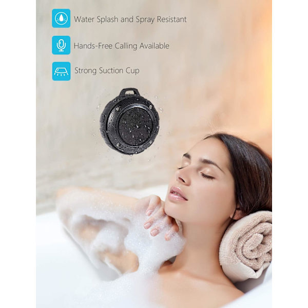 Vattentät Bluetooth-högtalare för utomhusbruk, trådlös, bärbar, minidusch, resehögtalare med subwoofer