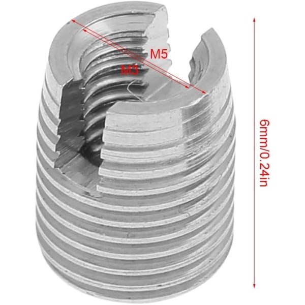 20 st självgängande gänginsatser, M3 x 6 mm självgängande slitsade skruvgänginsatsmutter för spiralformad reparation