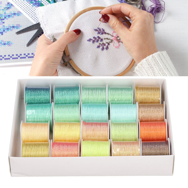 20 st 6 trådar broderitråd handvävd rep speciell symfoni grön gul polyester symaskintrådssats