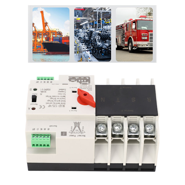 Dubbelströms Automatisk Överföringsswitch 4P Snabbväxling Styrswitch PC AC 110V 80A