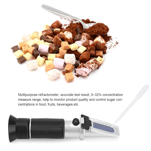Bärbar Brix-refraktometer 0~32% Mat Socker Fruktjuice Vin Öl Drycker Testare Mätare