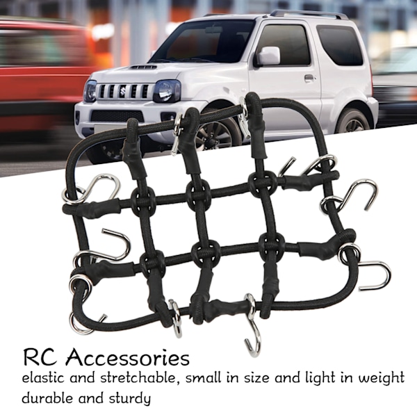 RC bagagenätställningsnät Simulering Rostfritt stål Gummi RC lastbil Bil Takräcke för Xiaomi Jimny RC Bil Svart
