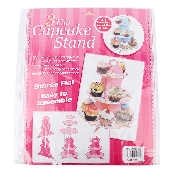 3-vånings engångstårta Cupcake Display Tower Holder för babyshower bröllop födelsedag blå